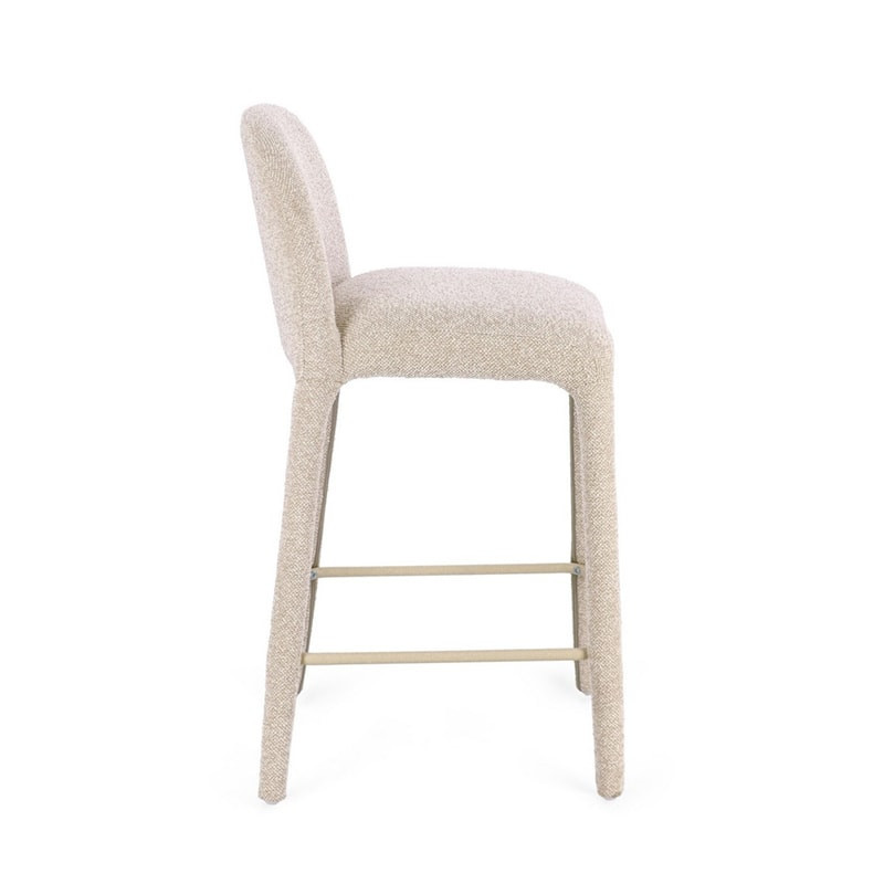 Tabouret de bar entièrement en tissu effet bouclette beige - Amara 