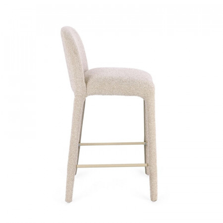 Tabouret de bar entièrement en tissu effet bouclette beige - Amara 