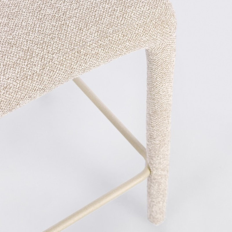 Tabouret de bar entièrement en tissu effet bouclette beige - Amara 