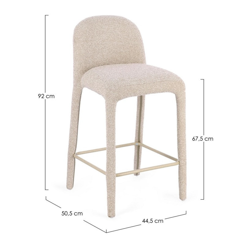 Tabouret de bar entièrement en tissu effet bouclette beige - Amara 