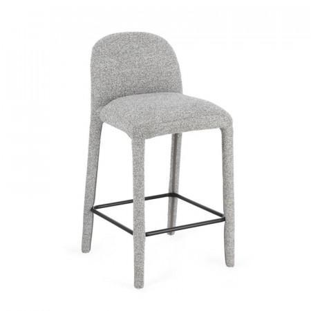 Tabouret de bar entièrement en tissu effet bouclette gris - Amara 