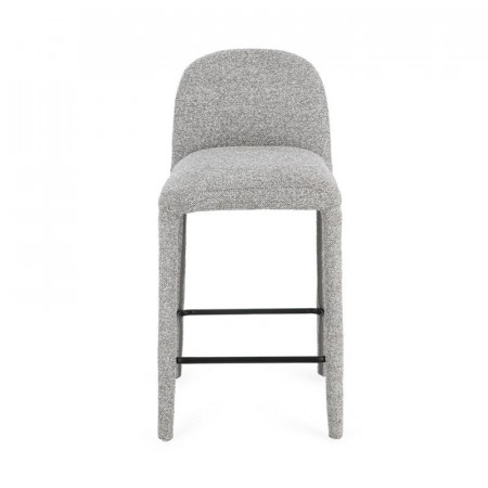 Tabouret de bar entièrement en tissu effet bouclette gris - Amara 