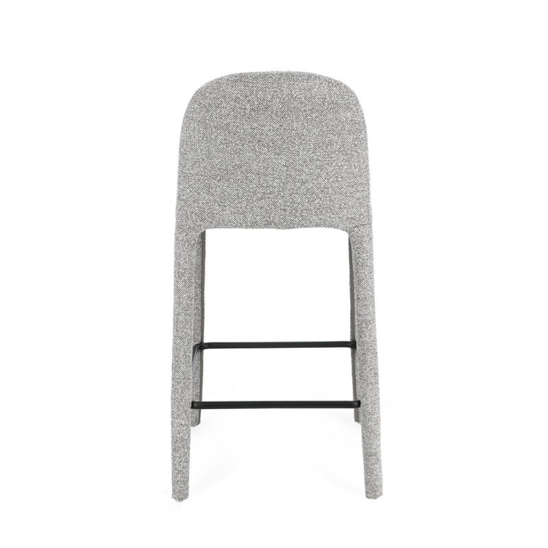Tabouret de bar entièrement en tissu effet bouclette gris - Amara 