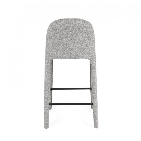 Tabouret de bar entièrement en tissu effet bouclette gris - Amara 