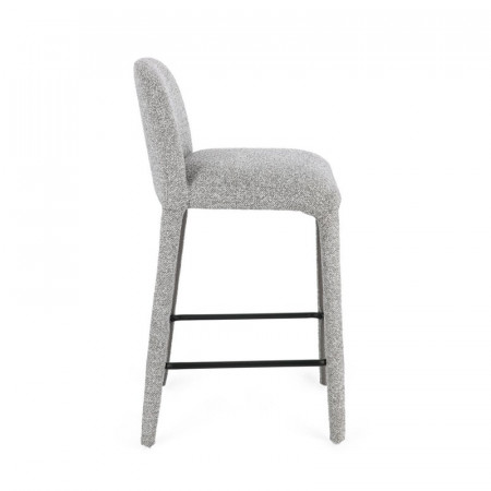 Tabouret de bar entièrement en tissu effet bouclette gris - Amara 