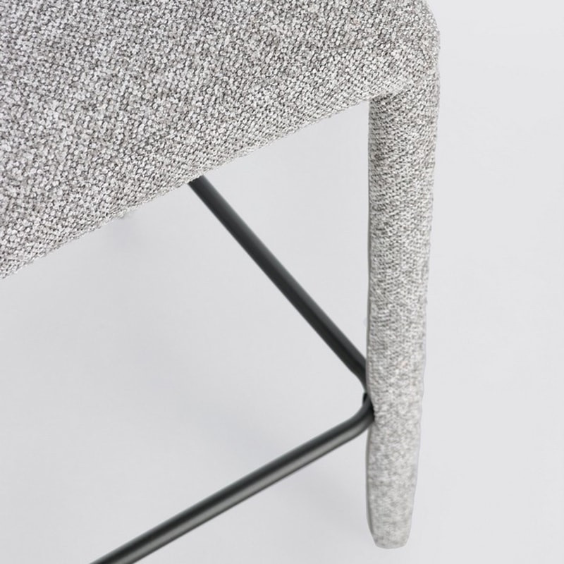 Tabouret de bar entièrement en tissu effet bouclette gris - Amara 