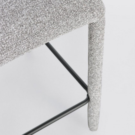 Tabouret de bar entièrement en tissu effet bouclette gris - Amara 