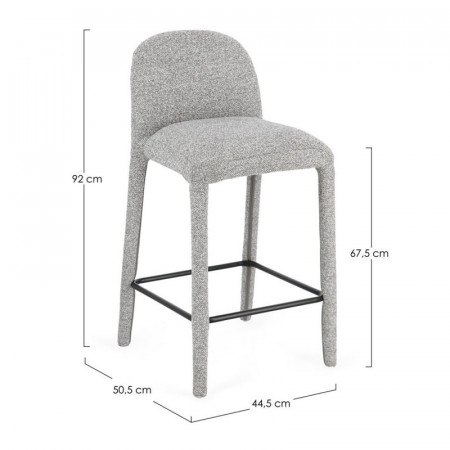 Tabouret de bar entièrement en tissu effet bouclette gris - Amara 