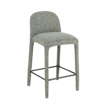 Tabouret de bar entièrement en tissu effet bouclette vert - Amara 
