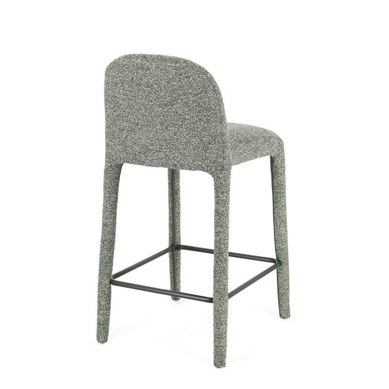Tabouret de bar entièrement en tissu effet bouclette vert - Amara 
