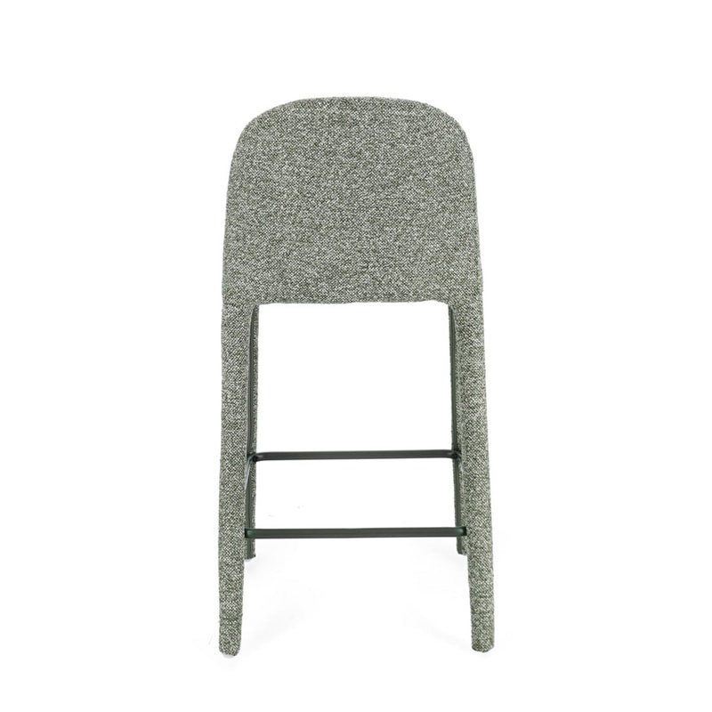 Tabouret de bar entièrement en tissu effet bouclette vert - Amara 