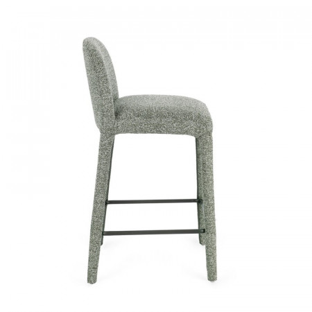 Tabouret de bar entièrement en tissu effet bouclette vert - Amara 