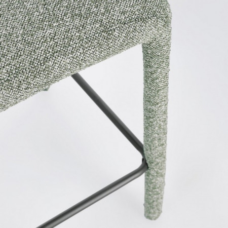 Tabouret de bar entièrement en tissu effet bouclette vert - Amara 