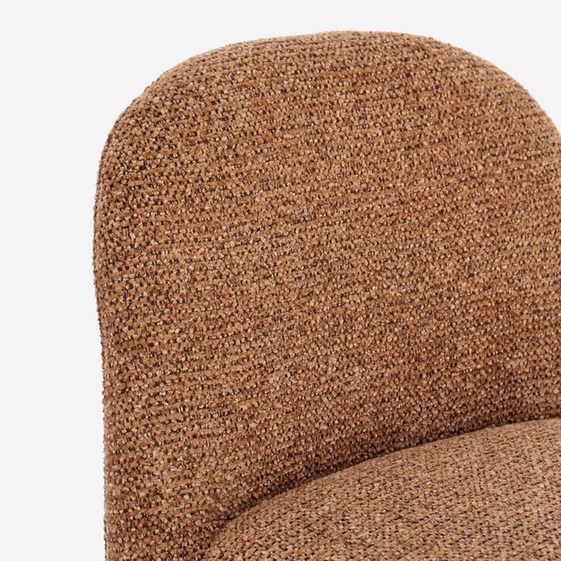Tabouret de bar entièrement en tissu effet bouclette terre cuite - Amara 