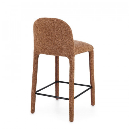 Tabouret de bar entièrement en tissu effet bouclette terre cuite - Amara 