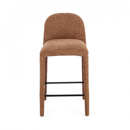 Tabouret de bar entièrement en tissu effet bouclette terre cuite - Amara 