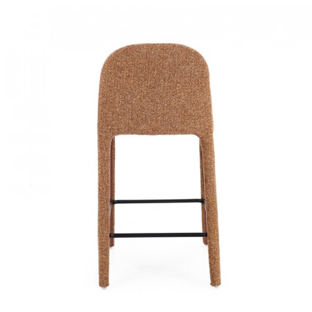 Tabouret de bar entièrement en tissu effet bouclette terre cuite - Amara 