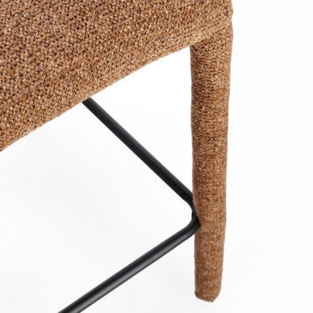 Tabouret de bar entièrement en tissu effet bouclette terre cuite - Amara 