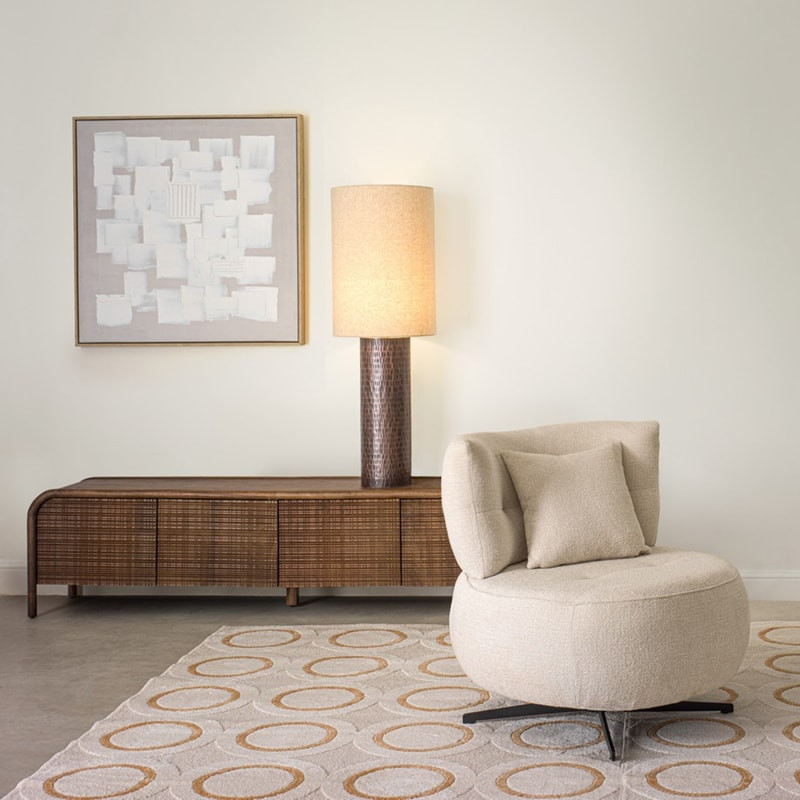 Meuble TV 4 portes en bois de manguier finition marqueté - Sanoa 