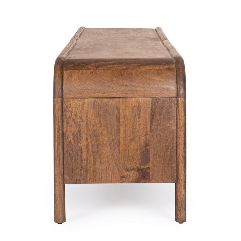 Meuble TV 4 portes en bois de manguier finition marqueté - Sanoa 