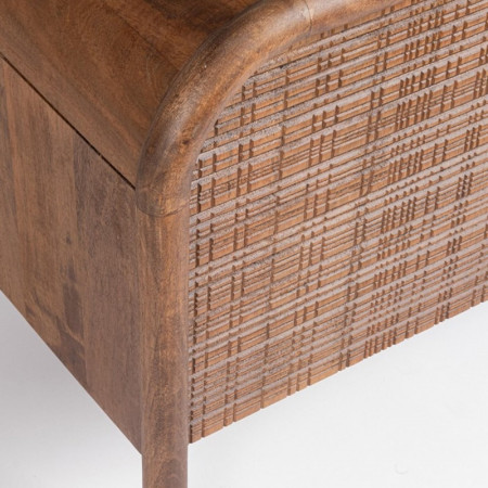 Meuble TV 4 portes en bois de manguier finition marqueté - Sanoa 