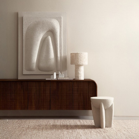 Meuble TV 3 portes en bois de manguier finition marqueté - Sanoa 