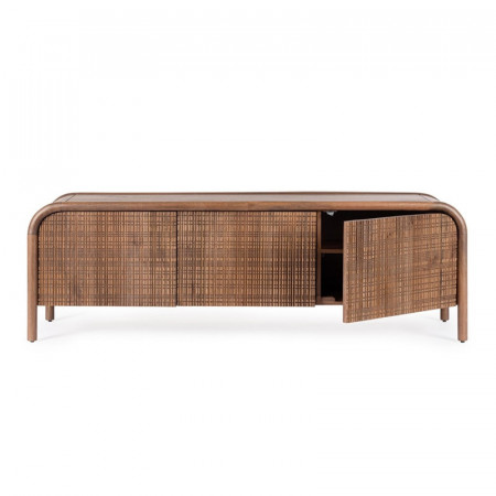 Meuble TV 3 portes en bois de manguier finition marqueté - Sanoa 