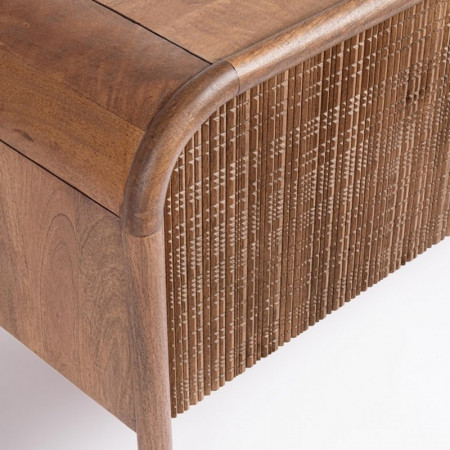 Meuble TV 3 portes en bois de manguier finition marqueté - Sanoa 