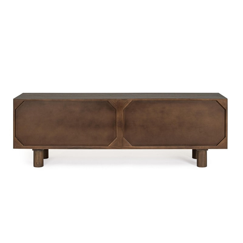 Meuble TV 4 portes en bois d'acacia et marbre - Hemson 