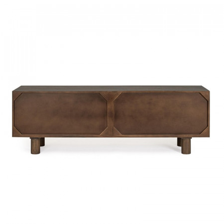 Meuble TV 4 portes en bois d'acacia et marbre - Hemson 