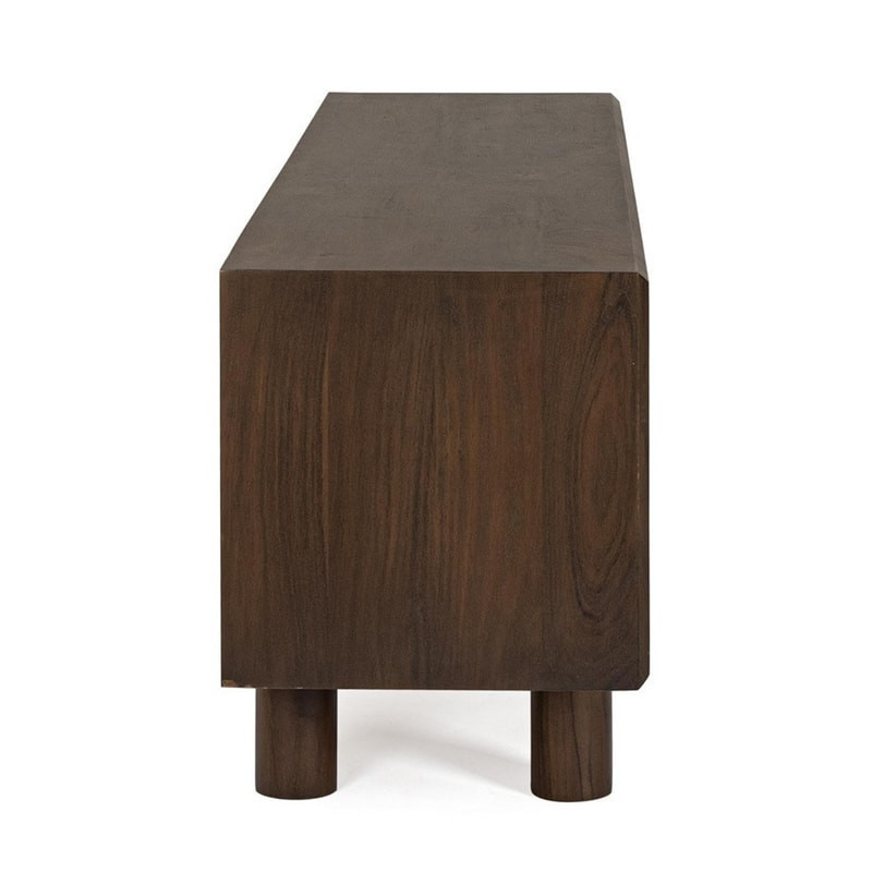 Meuble TV 4 portes en bois d'acacia et marbre - Hemson 