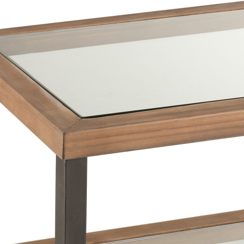 Meuble console en verre, bois et métal 3 étagères - Kimi