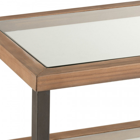 Meuble console en verre, bois et métal 3 étagères - Kimi