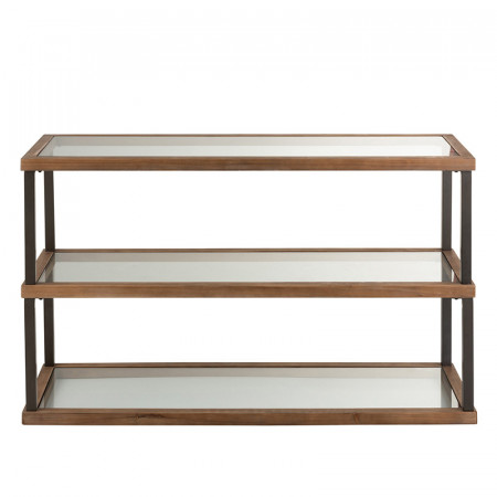 Meuble console verre, bois et métal 3 étagères - Kimi