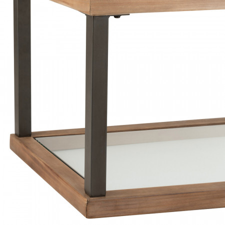 Meuble console verre, bois et métal 3 étagères - Kimi 