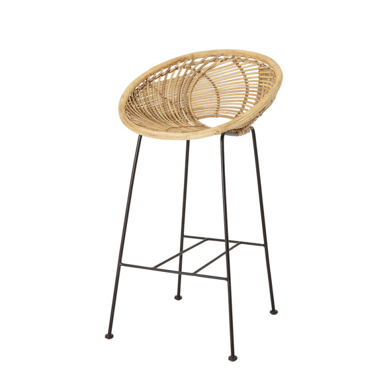 Tabouret de bar rond design en rotin Bloomingville - Lena