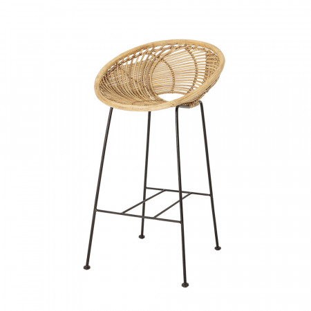 Tabouret de bar rond design en rotin Bloomingville - Lena