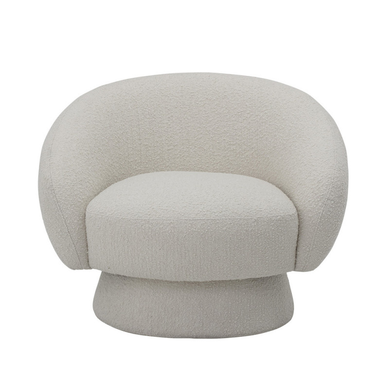 Fauteuil rond design en tissu boucle blanc - Pereiro