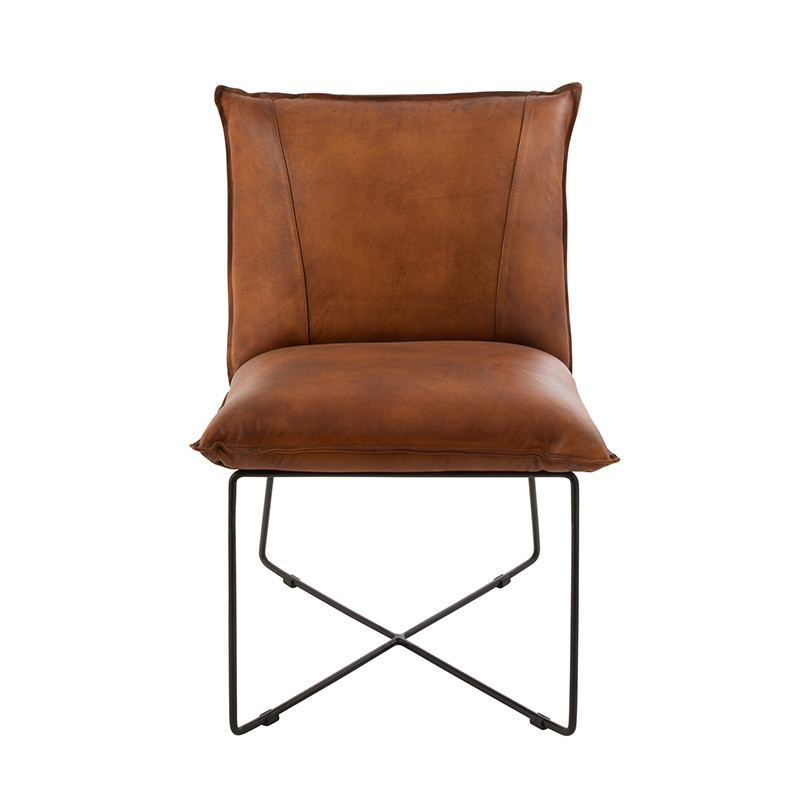 Fauteuil industriel cuir cognac - Syl