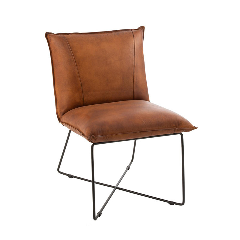 Petit fauteuil industriel cuir cognac - Syl