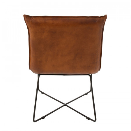 Fauteuil en cuir cognac industriel - Syl