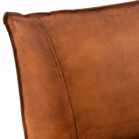 Petit fauteuil bas cuir cognac industriel - Syl