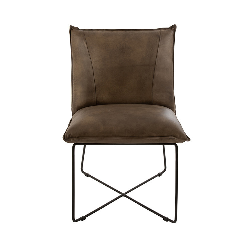 Petit fauteuil salon simili cuir marron et gris - CDC Design
