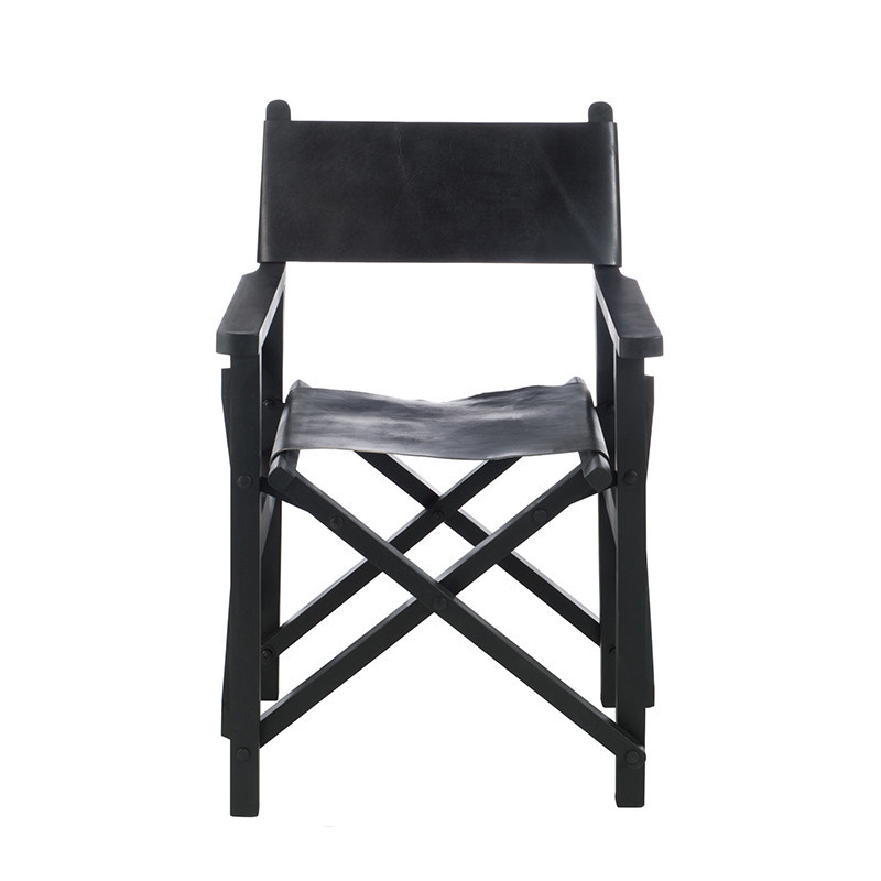 Chaise pliante régisseur design cuir noir - Regi