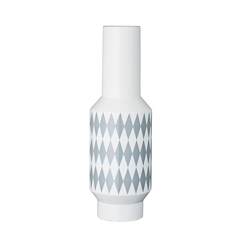 Grand vase motif géométrique bleu et blanc - Cera 