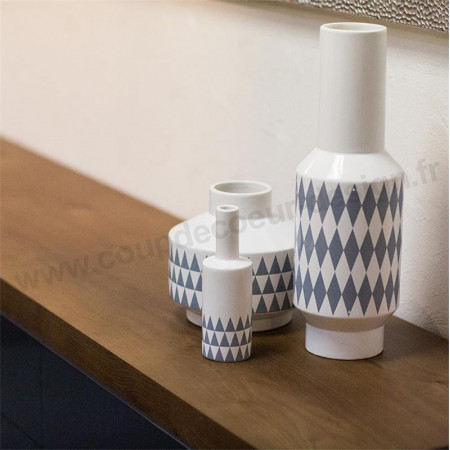 Grand vase design bleu et blanc à motif géométrique Bloomingville - Cera 