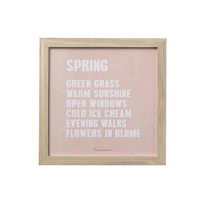 Petit cadre en bois avec message rose Bloomingville - Spring 