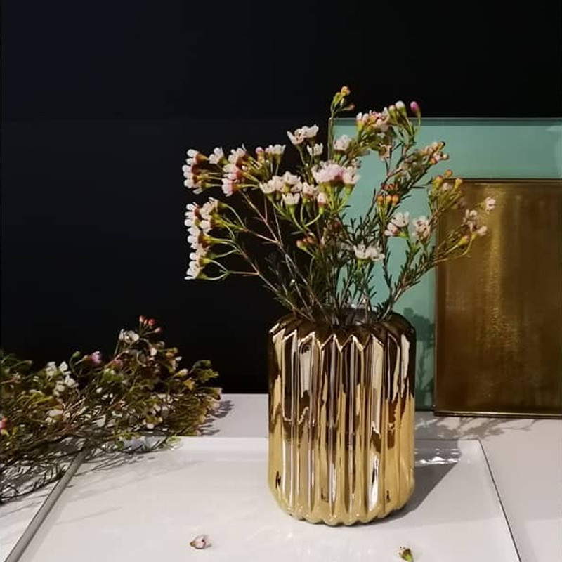 Vase géométrique doré design Bloomingville - Erode 