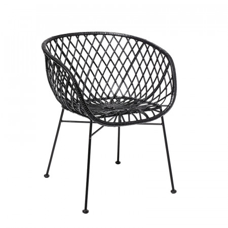 Chaise rotin noir avec accoudoirs design Bloomingville