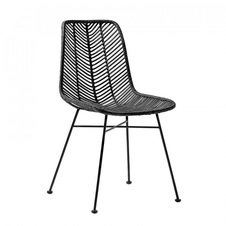 Chaise en rotin tressé noir Bloomingville design - Lena